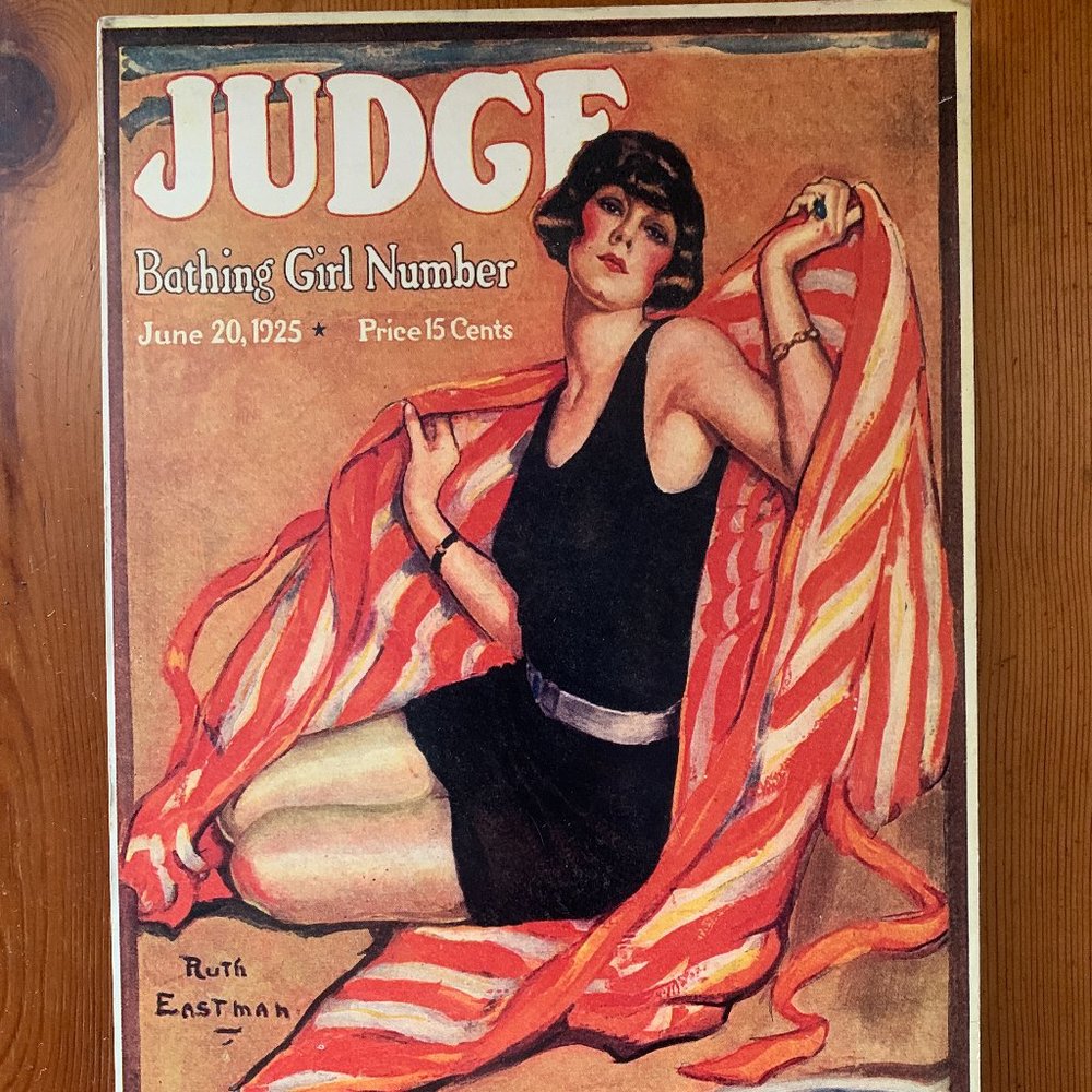 Vintage Judge Bathing Girl Number Magazine Cover Replica Sign Decor
